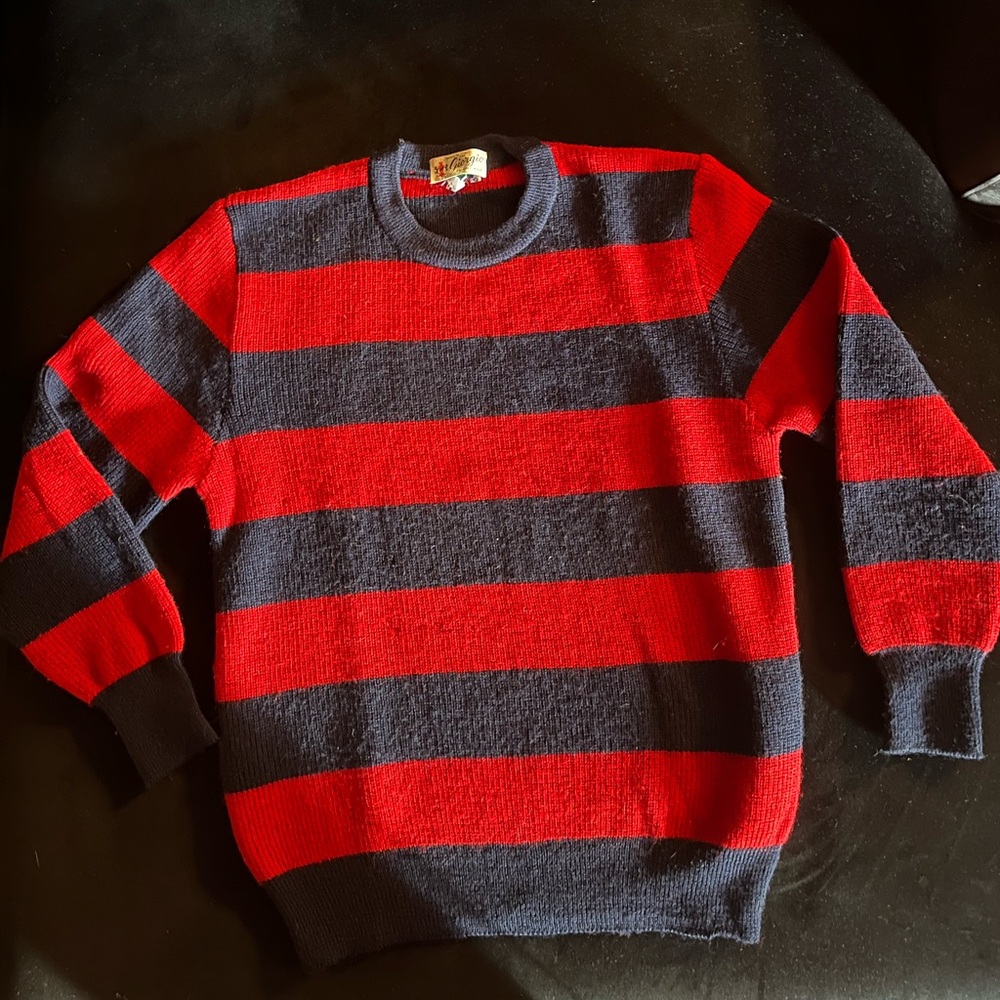 Vintage Red and Navy Blue Striped Sweater Micmac St Tropez